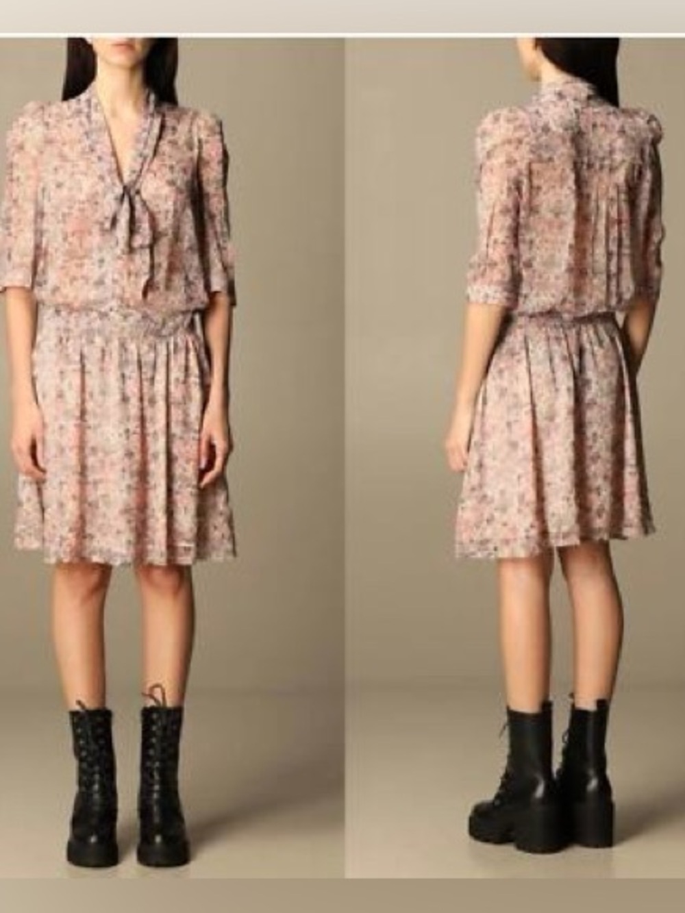 Zadig & Voltaire Blush Floral Tie-Neck Rewel Mousseline Mini Dress. NWT - Picture 6 of 16